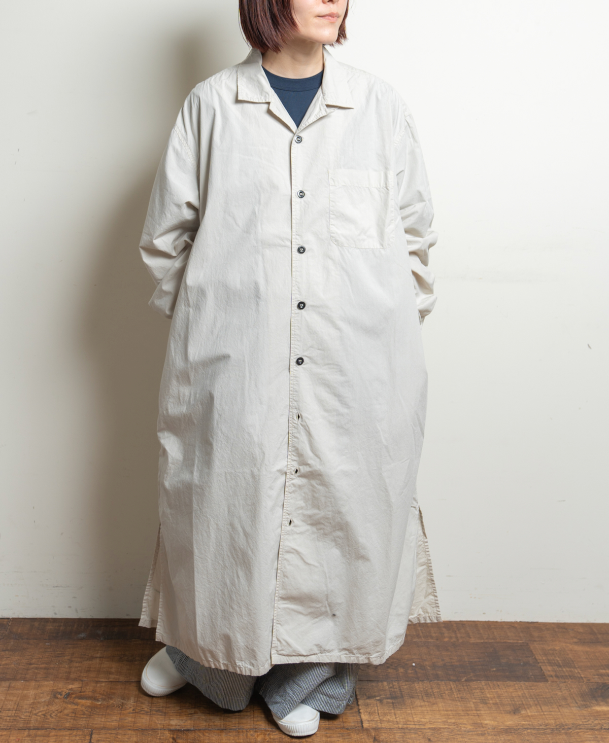 INHT2202CP (ロングシャツ) 60s COTTON POPLIN ONE-UP COLLAR LONG SHIRT