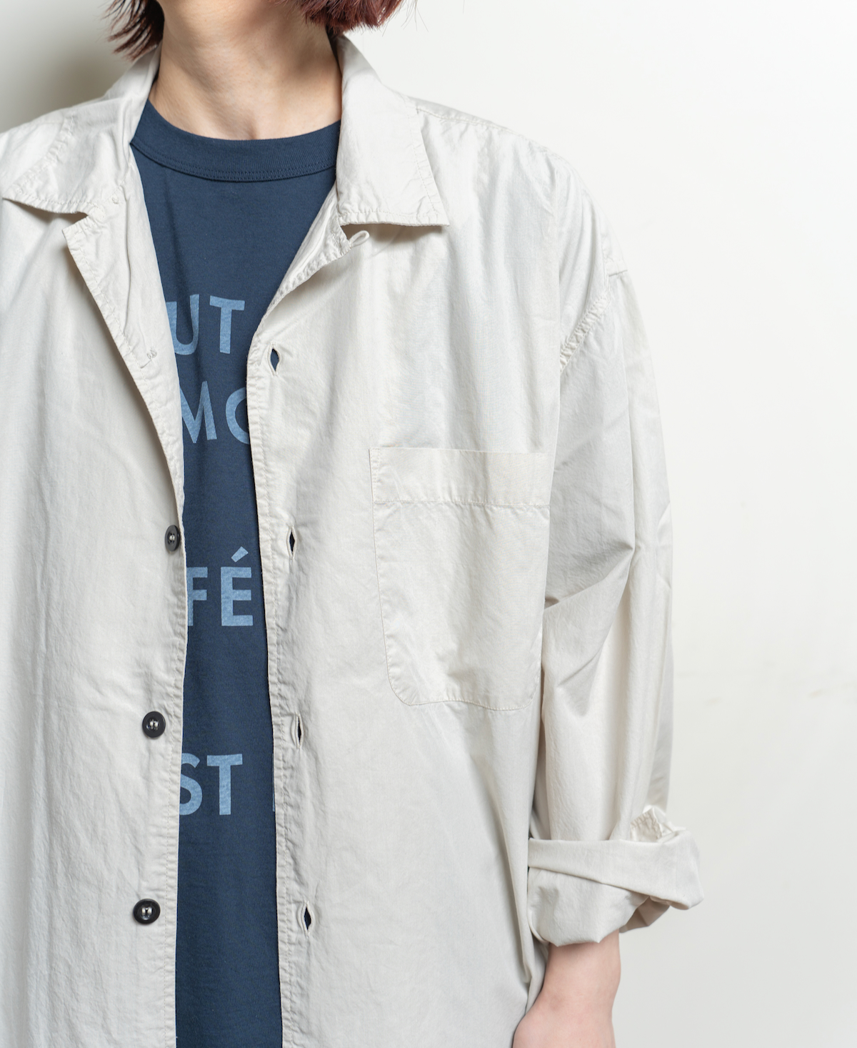 INHT2202CP (ロングシャツ) 60s COTTON POPLIN ONE-UP COLLAR LONG SHIRT