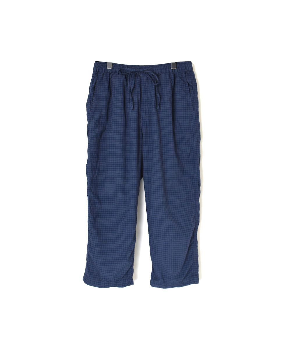IMDSH2101CCD(パンツ) HANDWOVEN COTTON CHECK (OVERDYE) EASY CROPPED PANTS