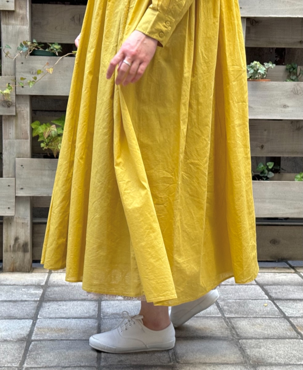 NMDS24141 (ワンピース) 80'S ORGANIC VOILE PLAIN BANDED SHIRT DRESS WITH MINI PINTUCK