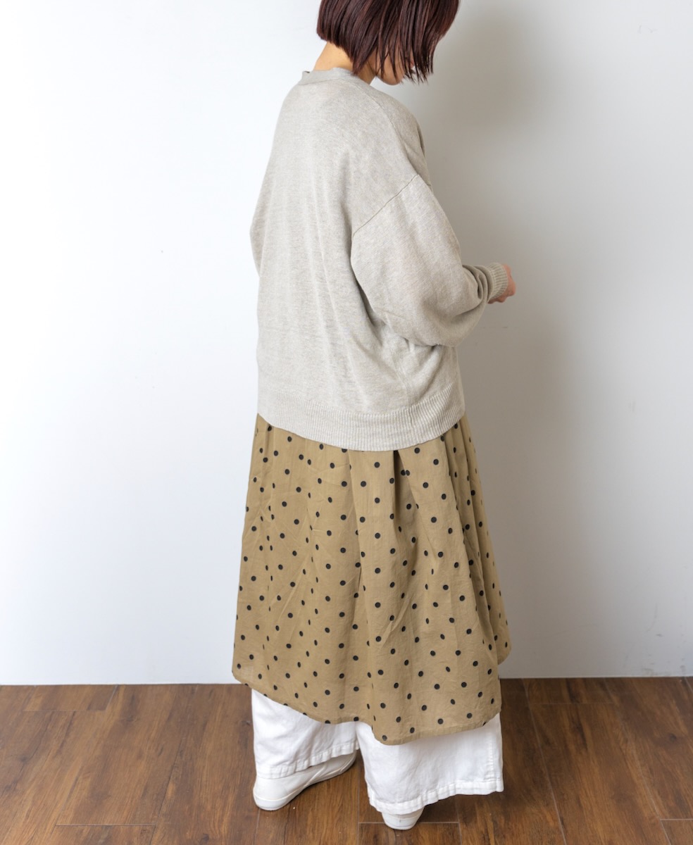 GNSL23302 (ニット) 12GG 1PLY LINEN PLAIN V-NECK 1 BUTTON CARDIGAN