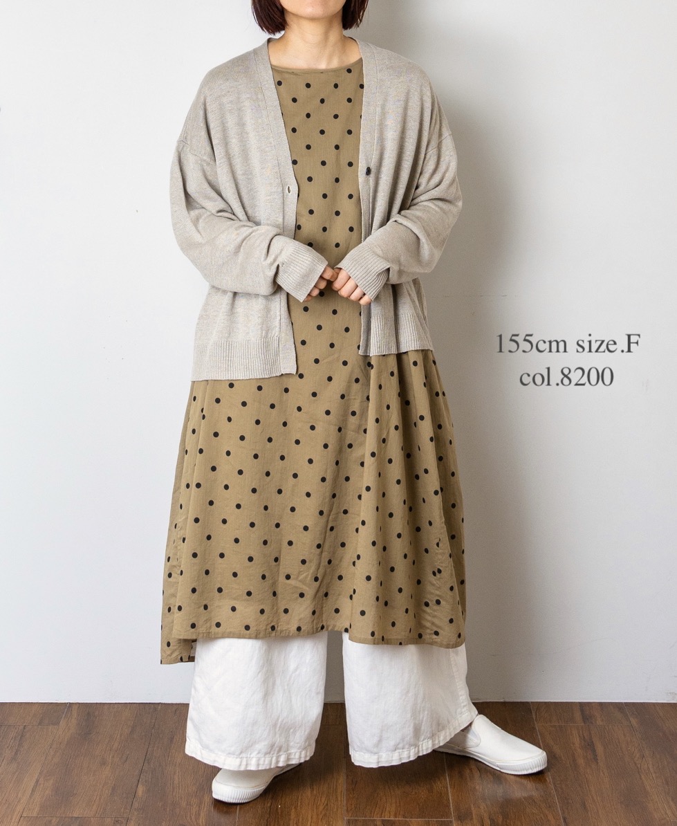 GNSL23302 (ニット) 12GG 1PLY LINEN PLAIN V-NECK 1 BUTTON CARDIGAN