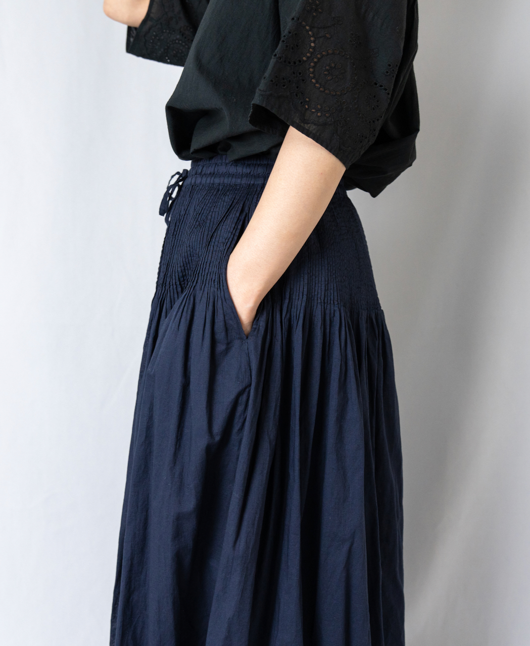 NMDS23125 (キュロット) 80'S ORGANIC VOILE PLAIN CULOTTES WITH MINI PINTUCK