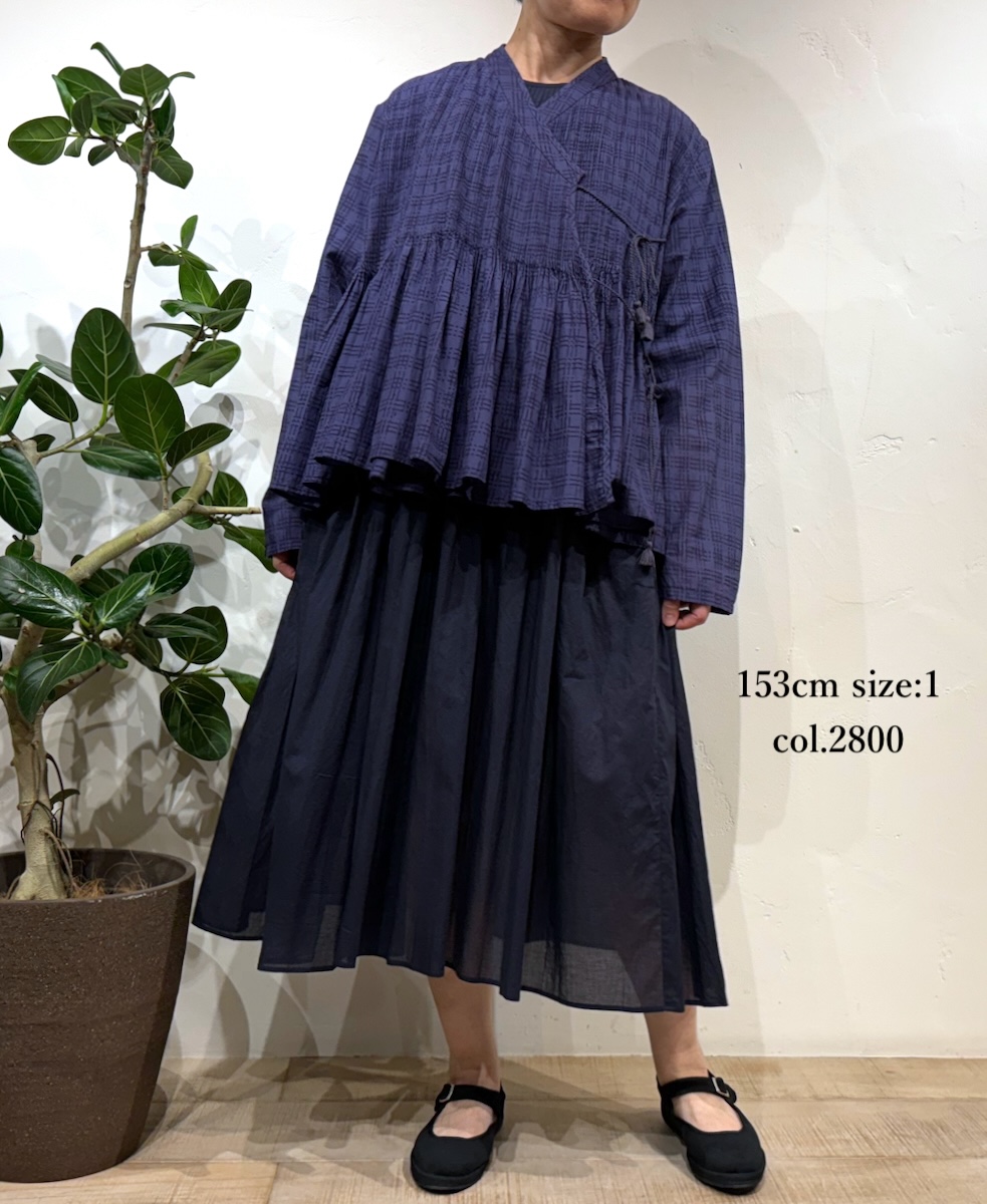 INMDS24081 (シャツ) 80'S COTTON CHECK PATTERN BLOCK PRINT CACHE COEUR WITH MINI PINTUCK