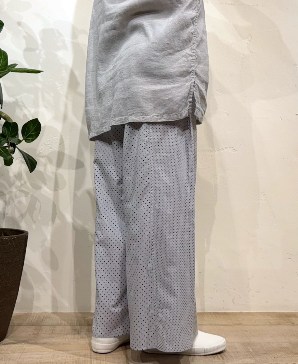 INMDS23076 (パンツ) 80'S VOILE DOT PATCHWORK BLOCK PRINT EASY PANTS