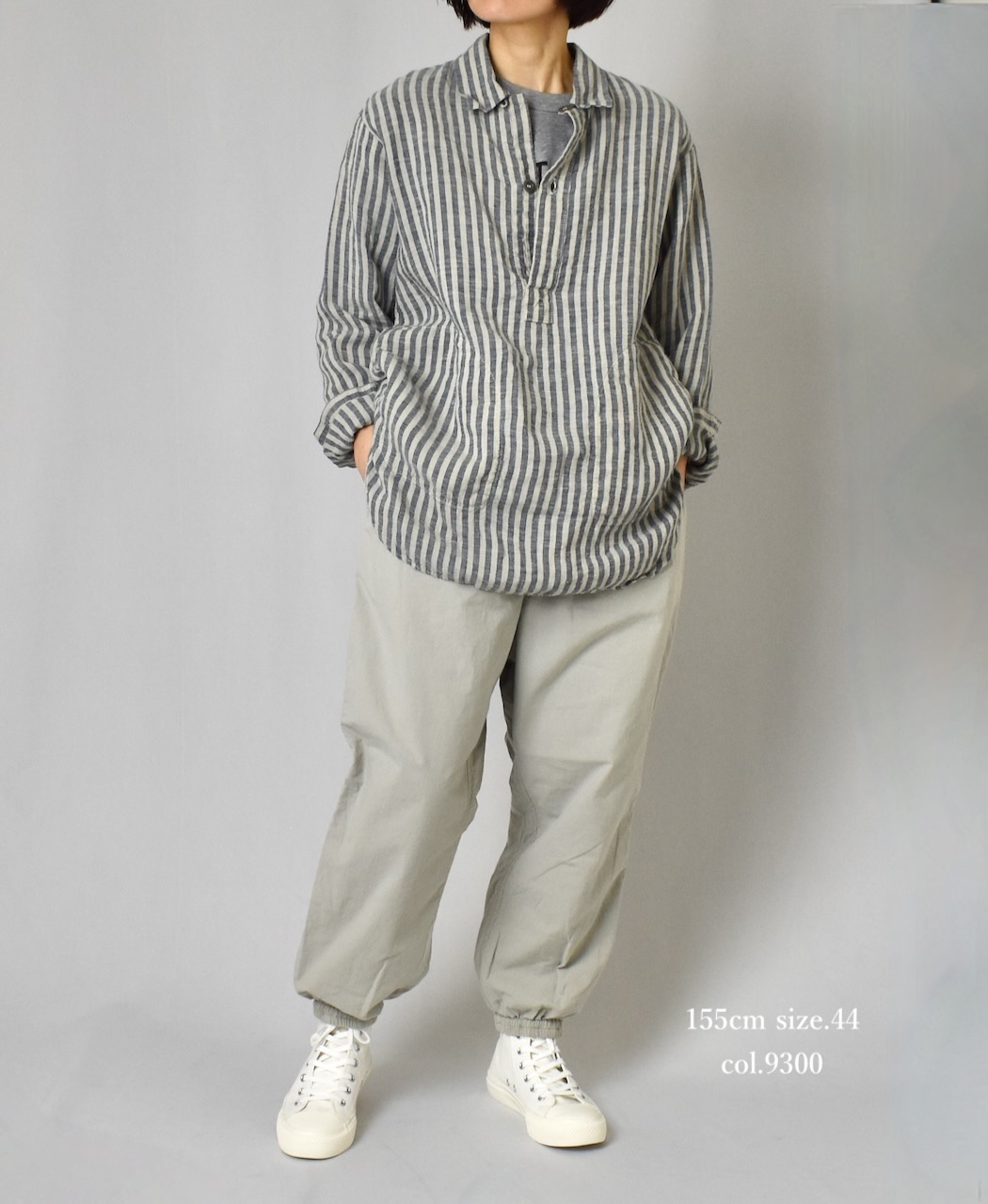 LNHT2421LWS (シャツ) LINEN WIDE STRIPE WORK PULLOVER SHIRTS