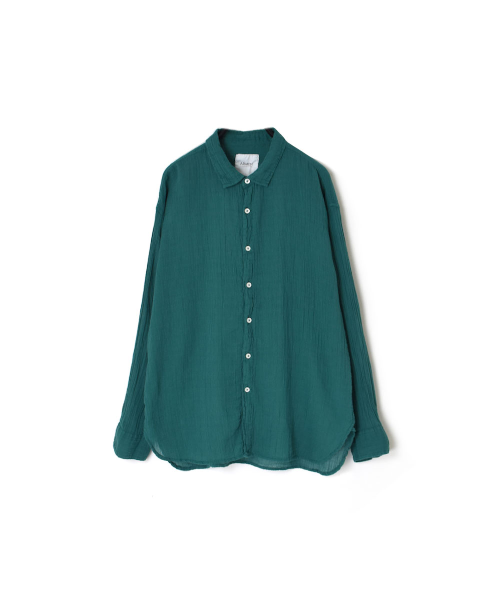 INAM1901GD (シャツ) SINGLE GAUZE OVERDYED UTILITY REGULAR COLLAR SHIRTS