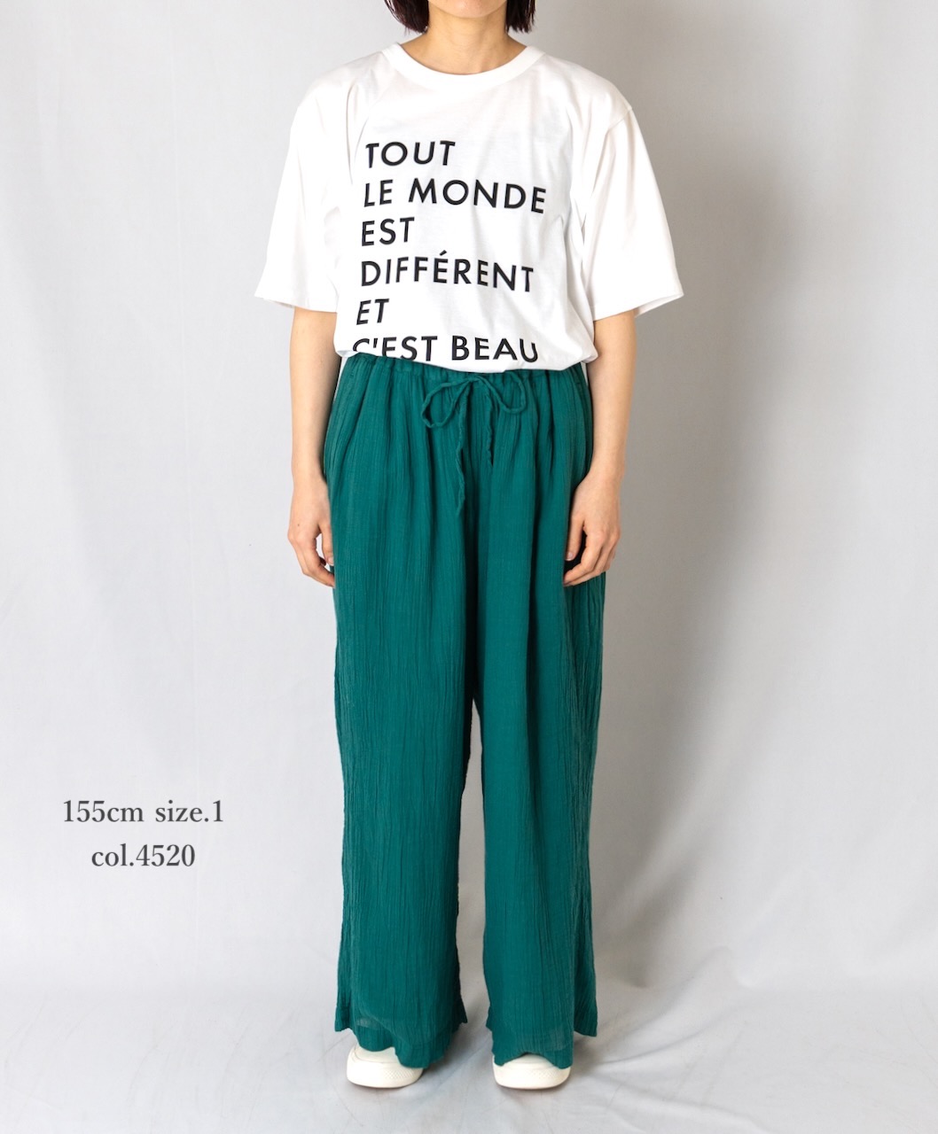 INAM2251GD (パンツ) SINGLE GAUZE OVERDYED GATHERED EASY PANTS