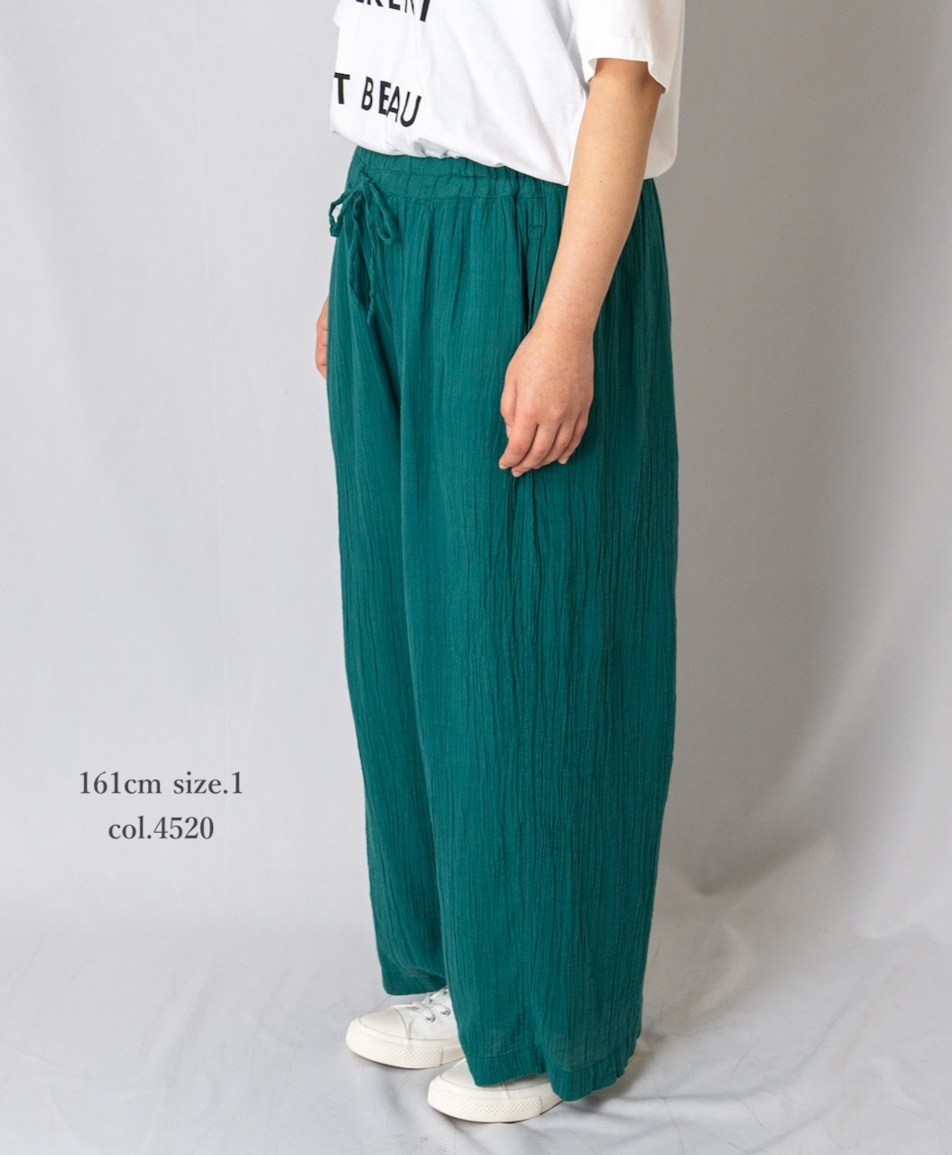 INAM2251GD (パンツ) SINGLE GAUZE OVERDYED GATHERED EASY PANTS