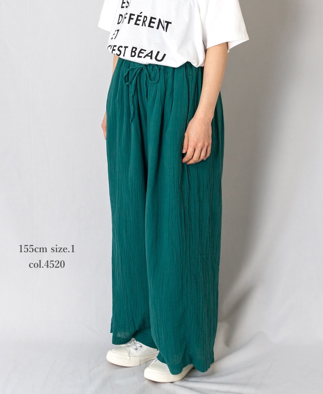 INAM2251GD (パンツ) SINGLE GAUZE OVERDYED GATHERED EASY PANTS