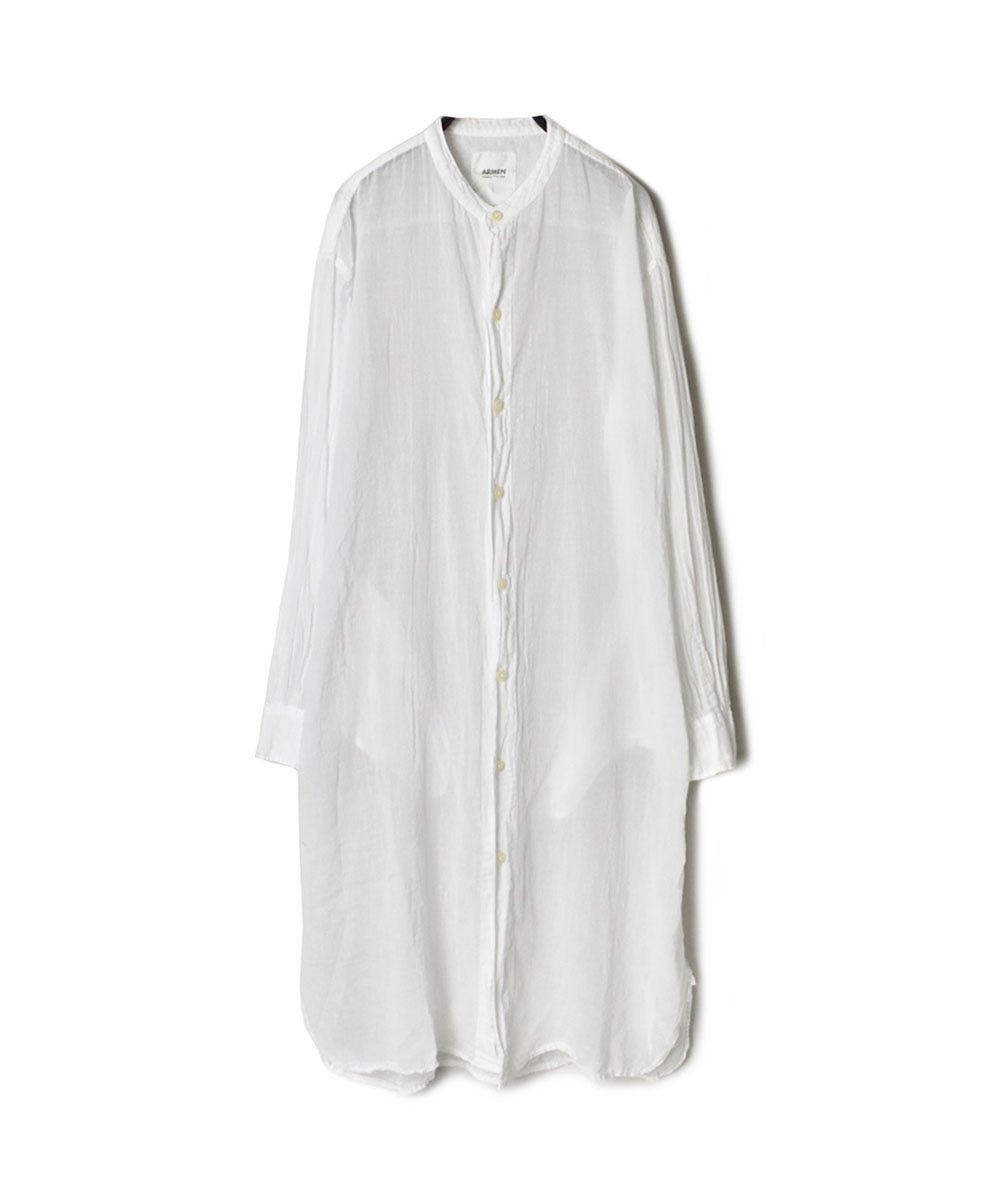 INAM1902GD (ロングシャツ) SINGLE GAUZE OVERDYED UTILITY BANDED COLLAR LONG SHIRTS