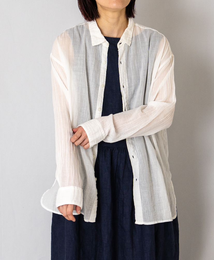 INAM1901GD (シャツ) SINGLE GAUZE OVERDYED UTILITY REGULAR COLLAR SHIRTS