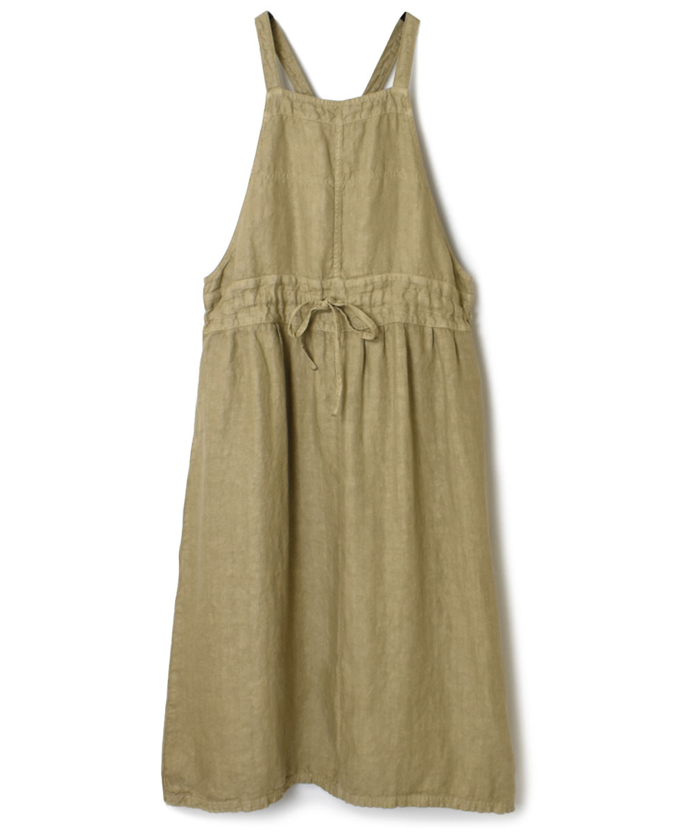 NAM1432LH (ワンピース) LINEN HERRINGBONE (OVERDYE) APRON ONE PIECE│