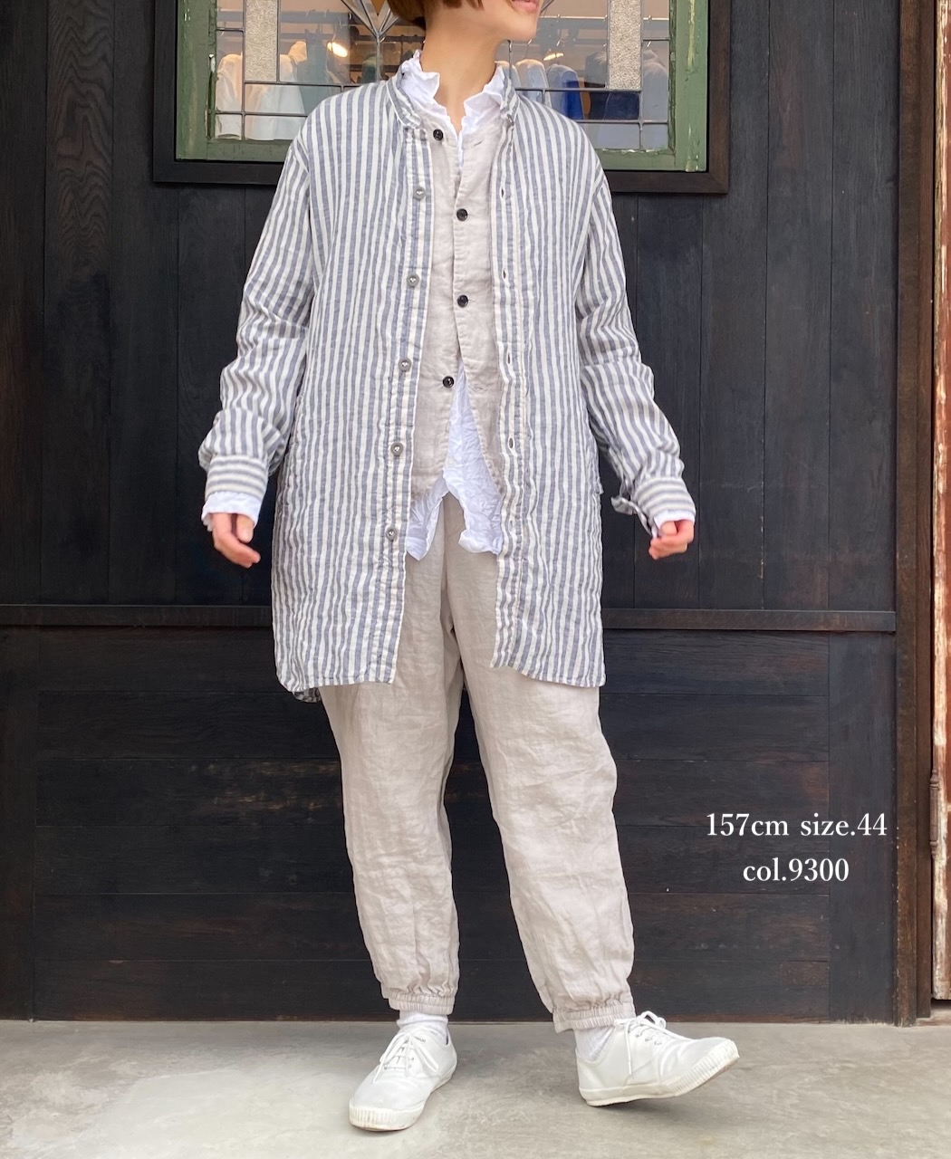 LNHT2021LWS (シャツ) LINEN WIDE STRIPE STAND COLLAR SHIRTS