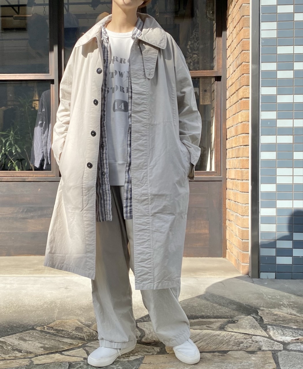 LNHT2021LWS (シャツ) LINEN WIDE STRIPE STAND COLLAR SHIRTS