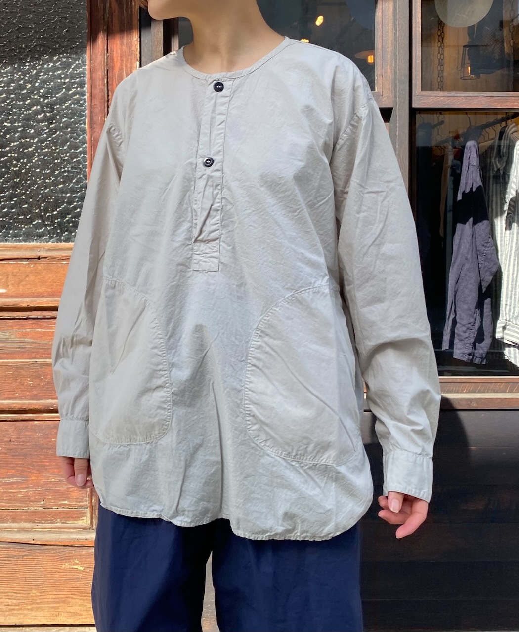 INHT2203CP (シャツ) 60'S COTTON POPLIN HENLEY NECK SHIRT