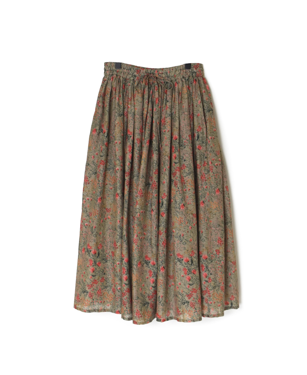 NSL24075(スカート) FLOEWR PLINT GATHER SKIRT