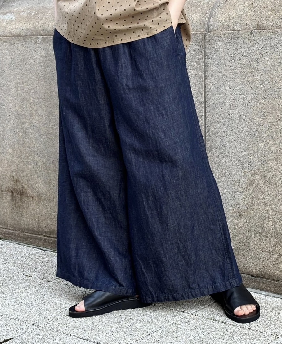 GNMDS2062CL (パンツ) 5.1oz WASHED COTTON / LINEN DENIM WIDE EASY PANTS