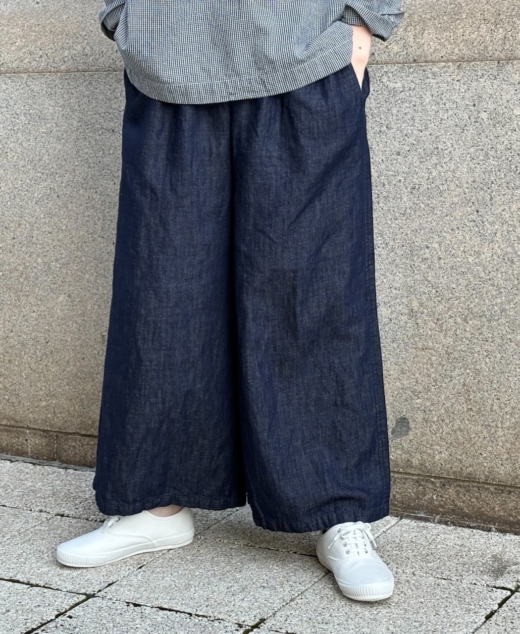 GNMDS2062CL (パンツ) 5.1oz WASHED COTTON / LINEN DENIM WIDE EASY PANTS
