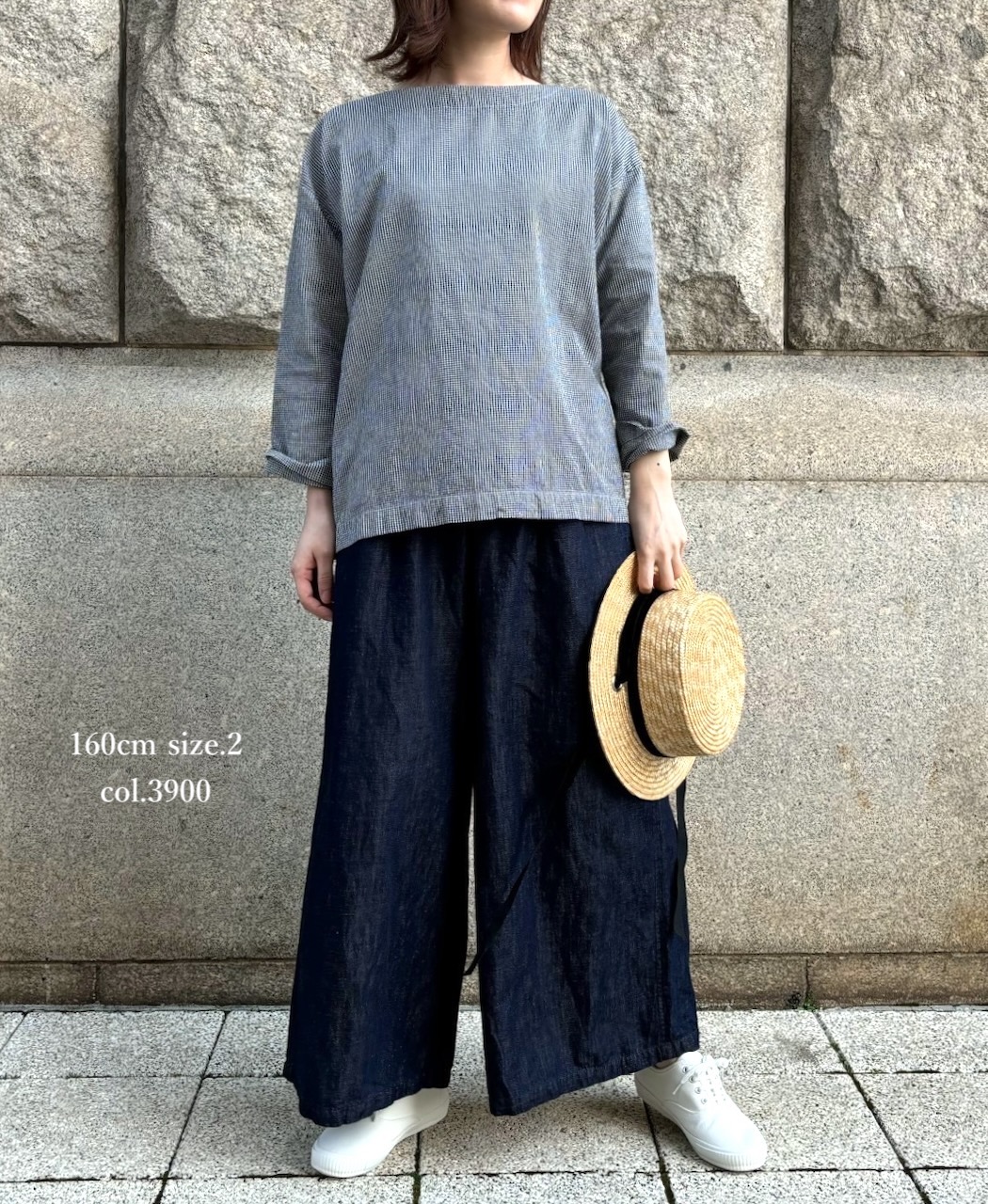 GNMDS2062CL (パンツ) 5.1oz WASHED COTTON / LINEN DENIM WIDE EASY PANTS