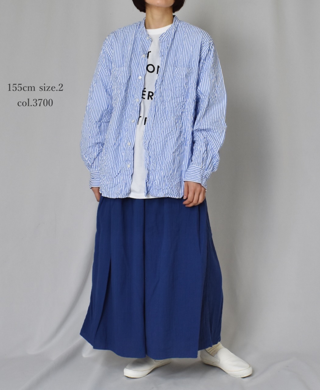 INAM2402GDD (スカート) SINGLE GAUZE (DOUBLE FABRIC) OVERDYE EASY GATHERD SKIRT