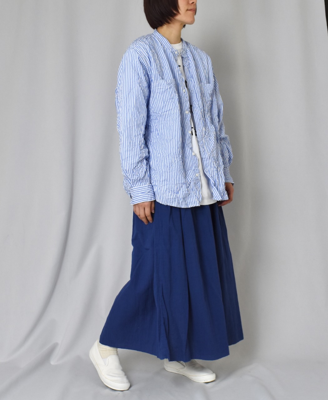 INAM2402GDD (スカート) SINGLE GAUZE (DOUBLE FABRIC) OVERDYE EASY GATHERD SKIRT