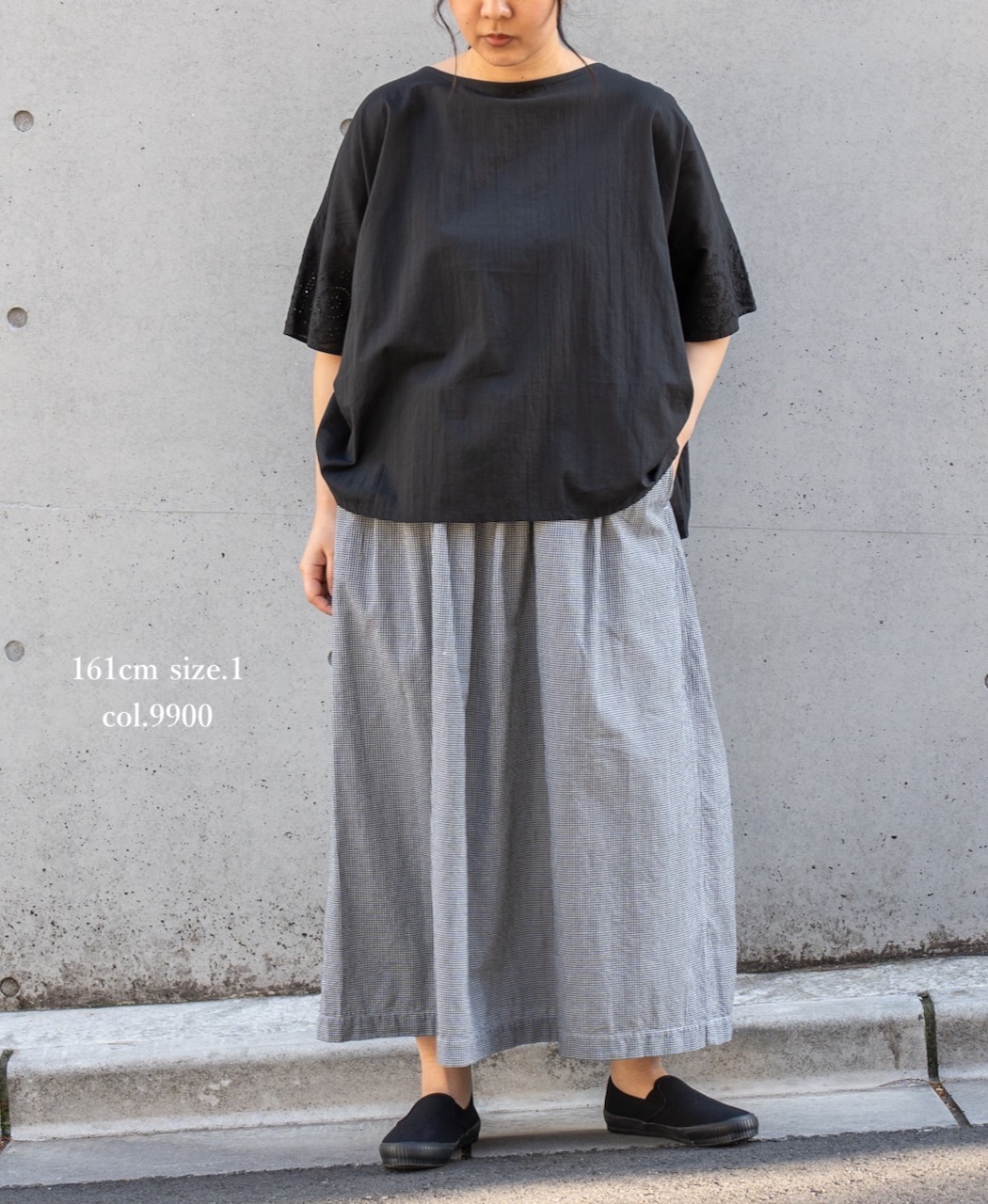 INSL24222 (ブラウス) 80'S VOILE PLAIN WITH CUT WORK LACE GATHERED SMOCK