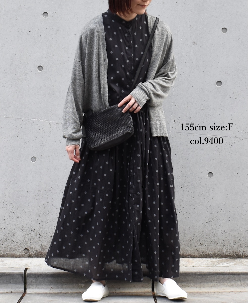 GNSL23302 (ニット) 12GG 1PLY LINEN PLAIN V-NECK 1 BUTTON CARDIGAN