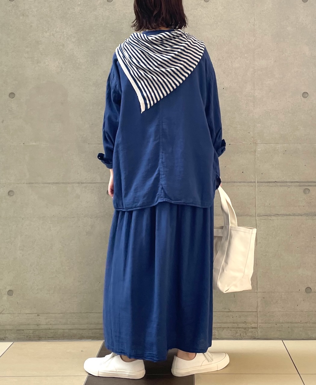INAM2402GDD (スカート) SINGLE GAUZE (DOUBLE FABRIC) OVERDYE EASY GATHERD SKIRT