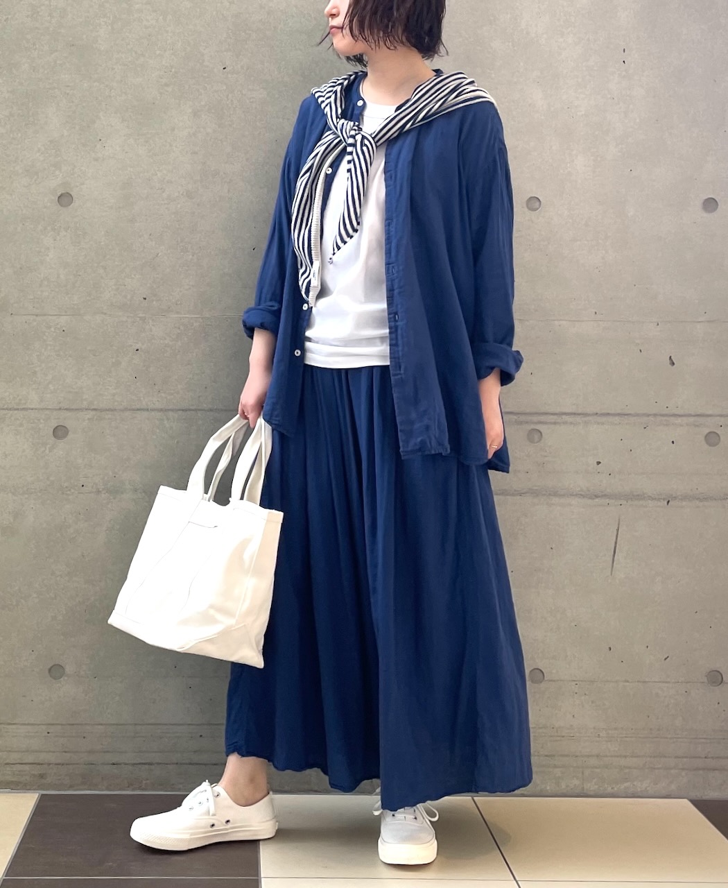 INAM2402GDD (スカート) SINGLE GAUZE (DOUBLE FABRIC) OVERDYE EASY GATHERD SKIRT
