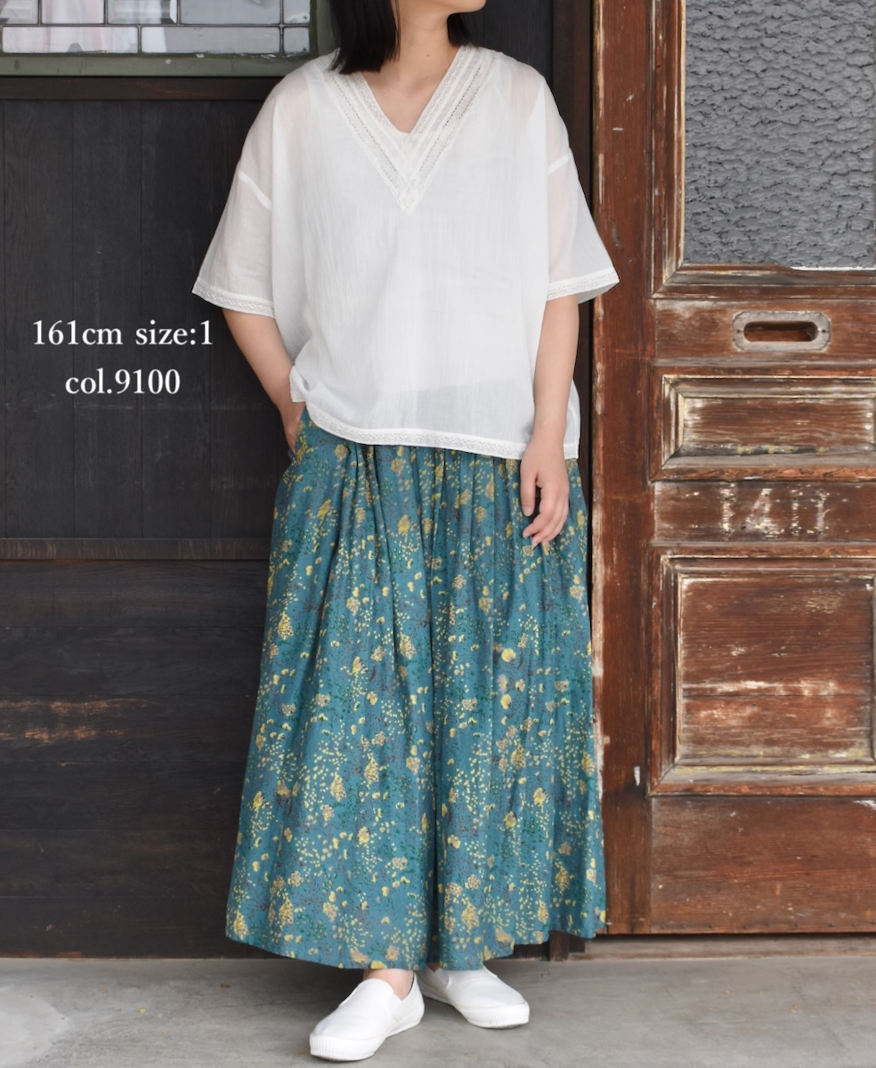 NSL24032 (ブラウス) VOILE LACE V-NECK LACE S/SL PULLOVER