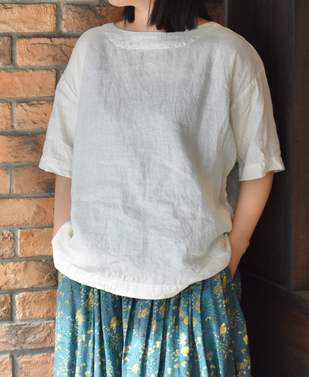 ●NAM1631LP (シャツ) LINEN PLAIN BOAT NECK S/SL SHIRT