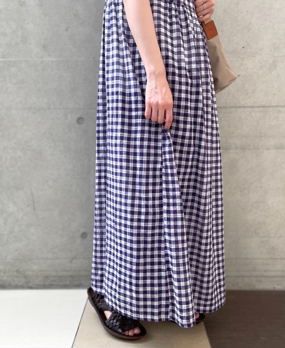 NSL24025 (ワンピース) COTTON FANCY GINGHAM CHECK 2WAY CAMISOLE DRESS