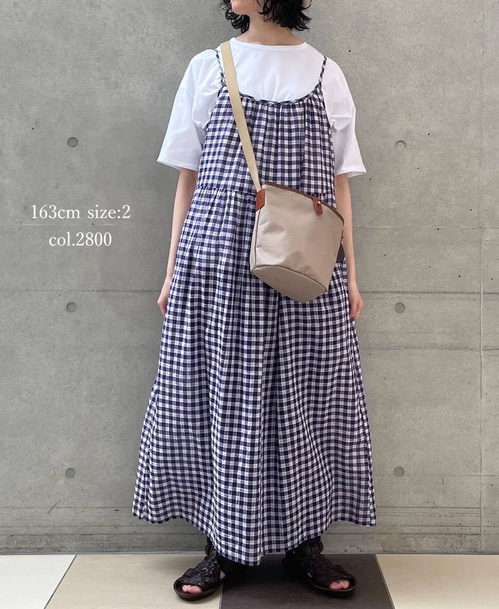 NSL24025 (ワンピース) COTTON FANCY GINGHAM CHECK 2WAY CAMISOLE DRESS