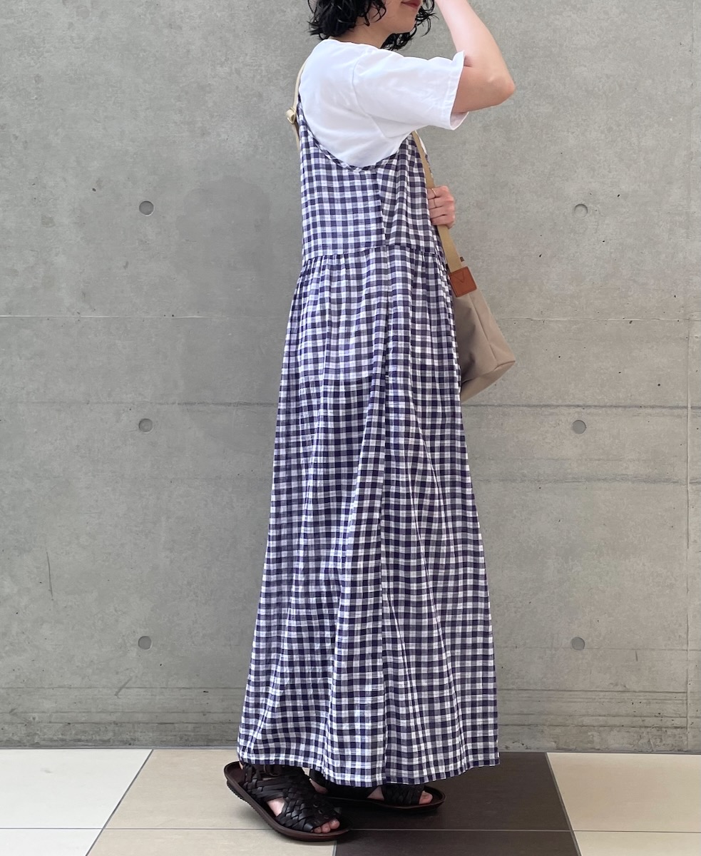 NSL24025 (ワンピース) COTTON FANCY GINGHAM CHECK 2WAY CAMISOLE DRESS