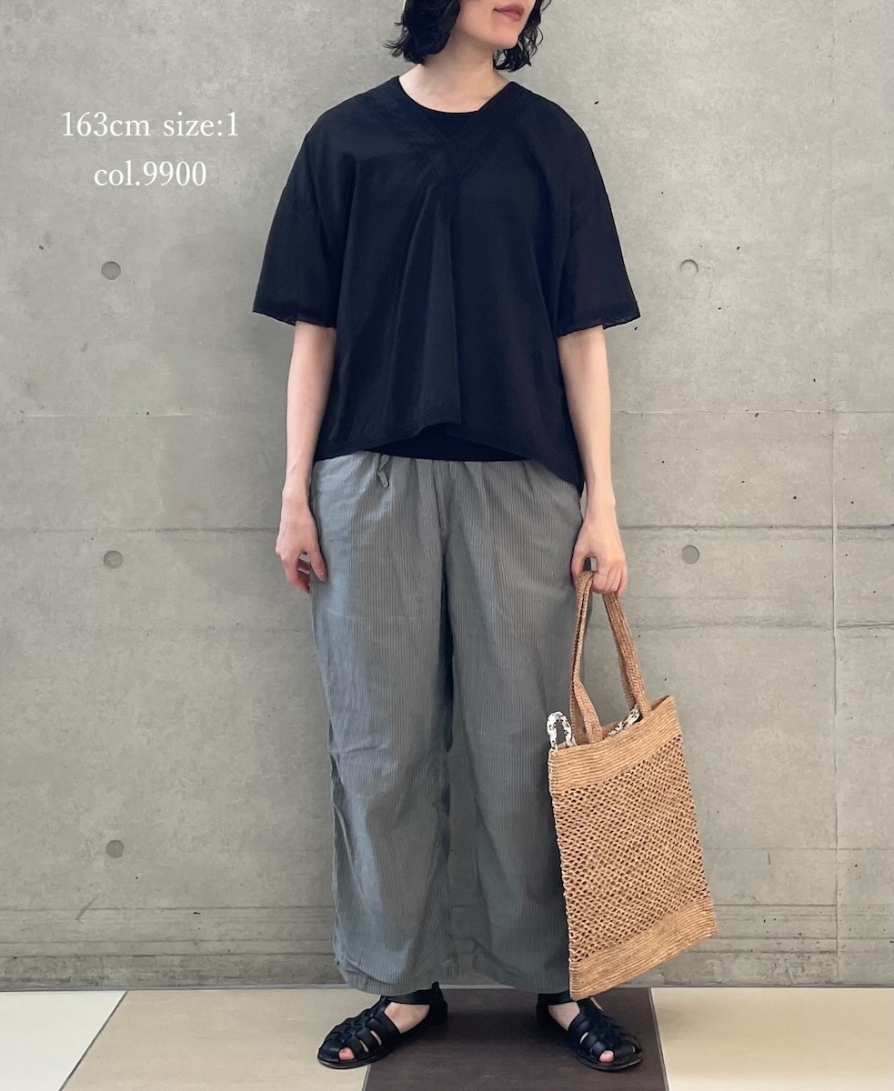 NSL24032 (ブラウス) VOILE LACE V-NECK LACE S/SL PULLOVER