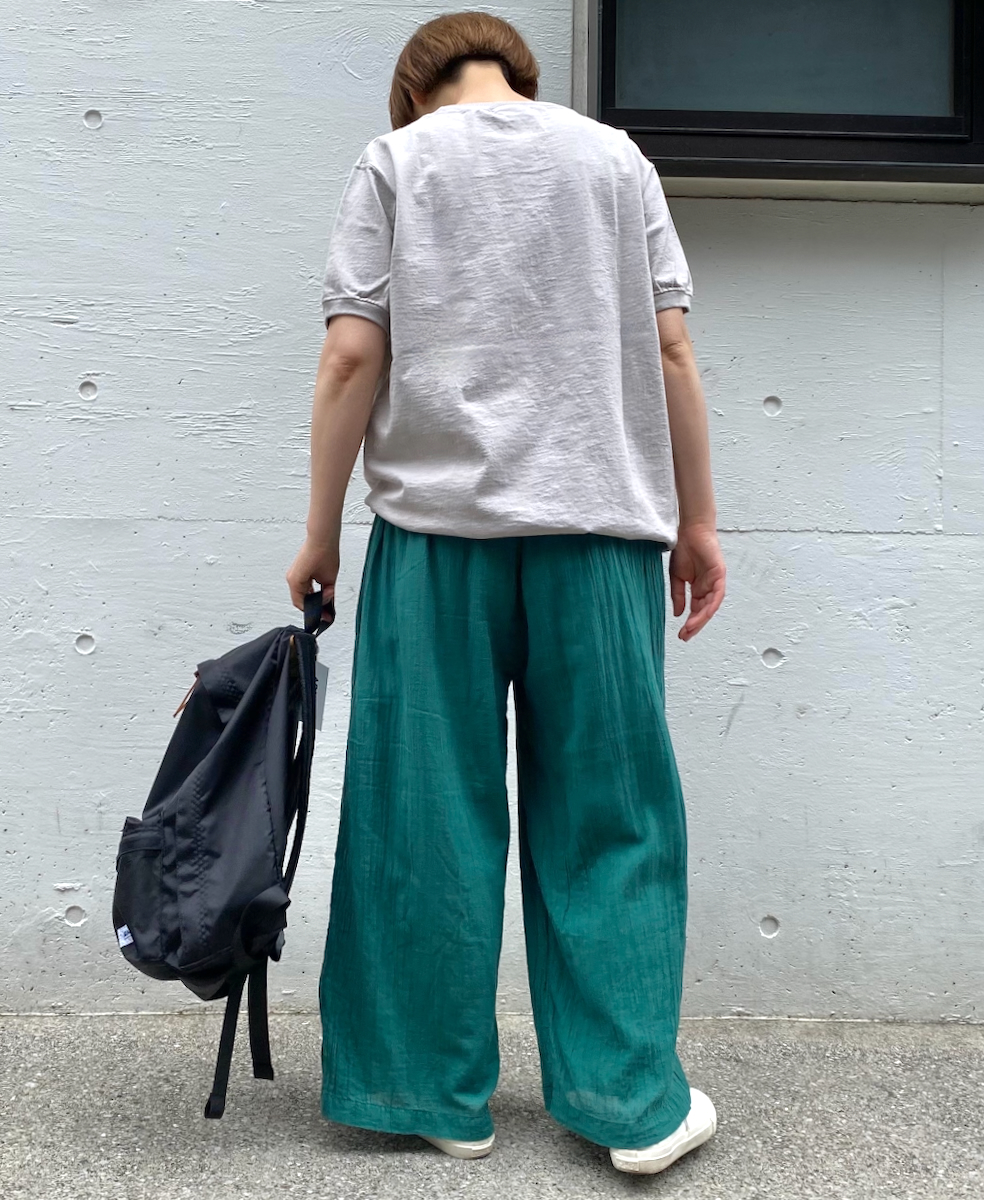 INAM2251GD (パンツ) SINGLE GAUZE OVERDYED GATHERED EASY PANTS