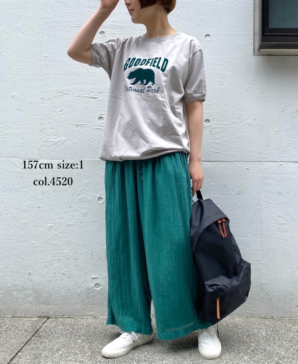 INAM2251GD (パンツ) SINGLE GAUZE OVERDYED GATHERED EASY PANTS
