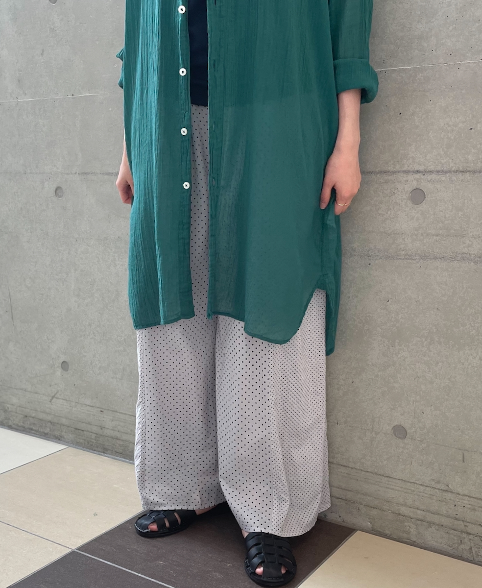 INAM1902GD (ロングシャツ) SINGLE GAUZE OVERDYED UTILITY BANDED COLLAR LONG SHIRTS