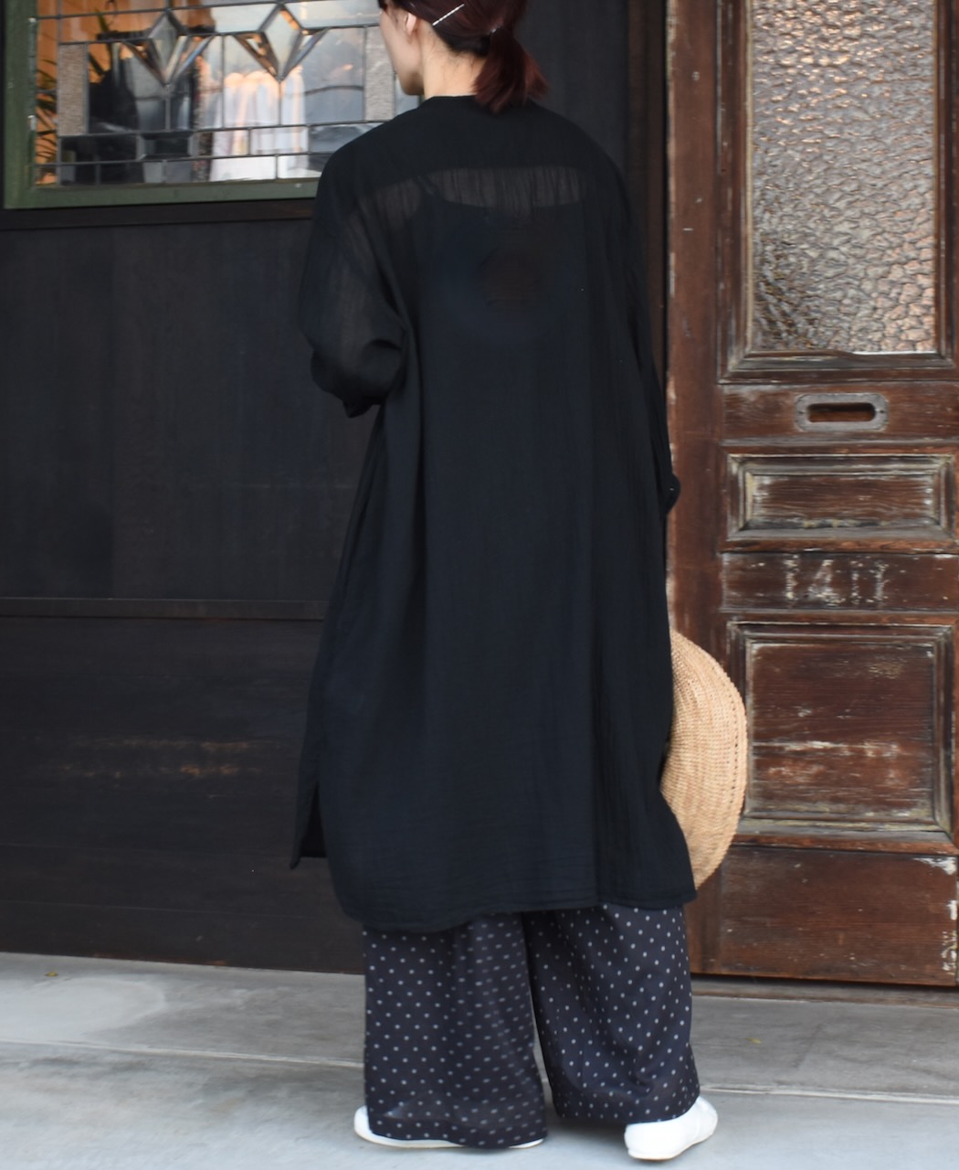 INAM1902GD (ロングシャツ) SINGLE GAUZE OVERDYED UTILITY BANDED COLLAR LONG SHIRTS