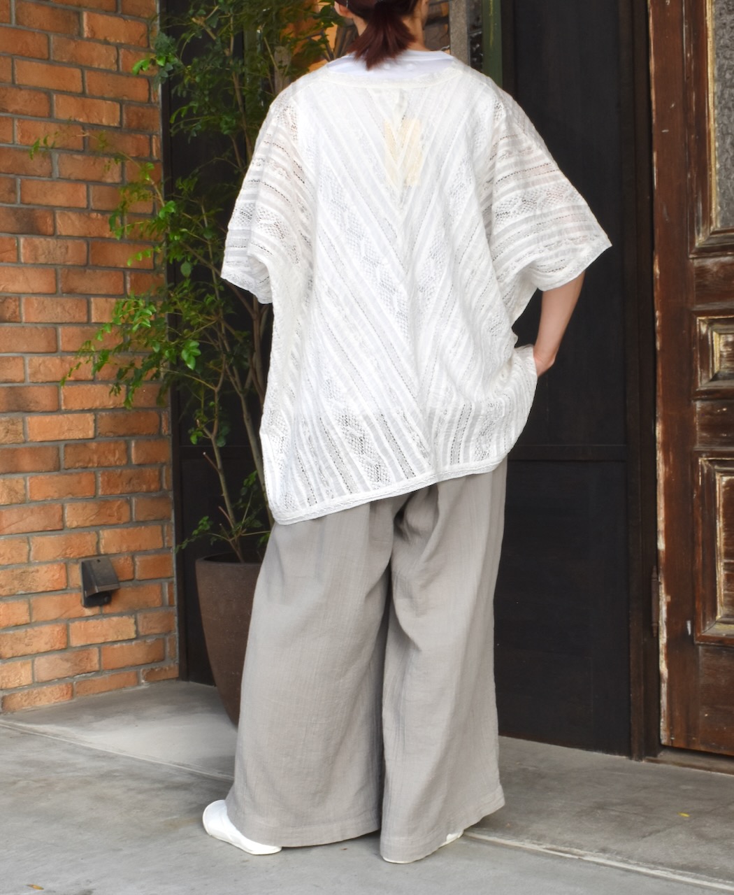 INAM2251GD (パンツ) SINGLE GAUZE OVERDYED GATHERED EASY PANTS
