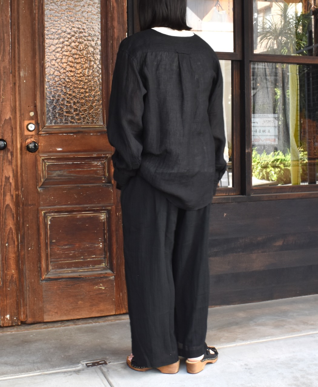 INAM2251GD (パンツ) SINGLE GAUZE OVERDYED GATHERED EASY PANTS