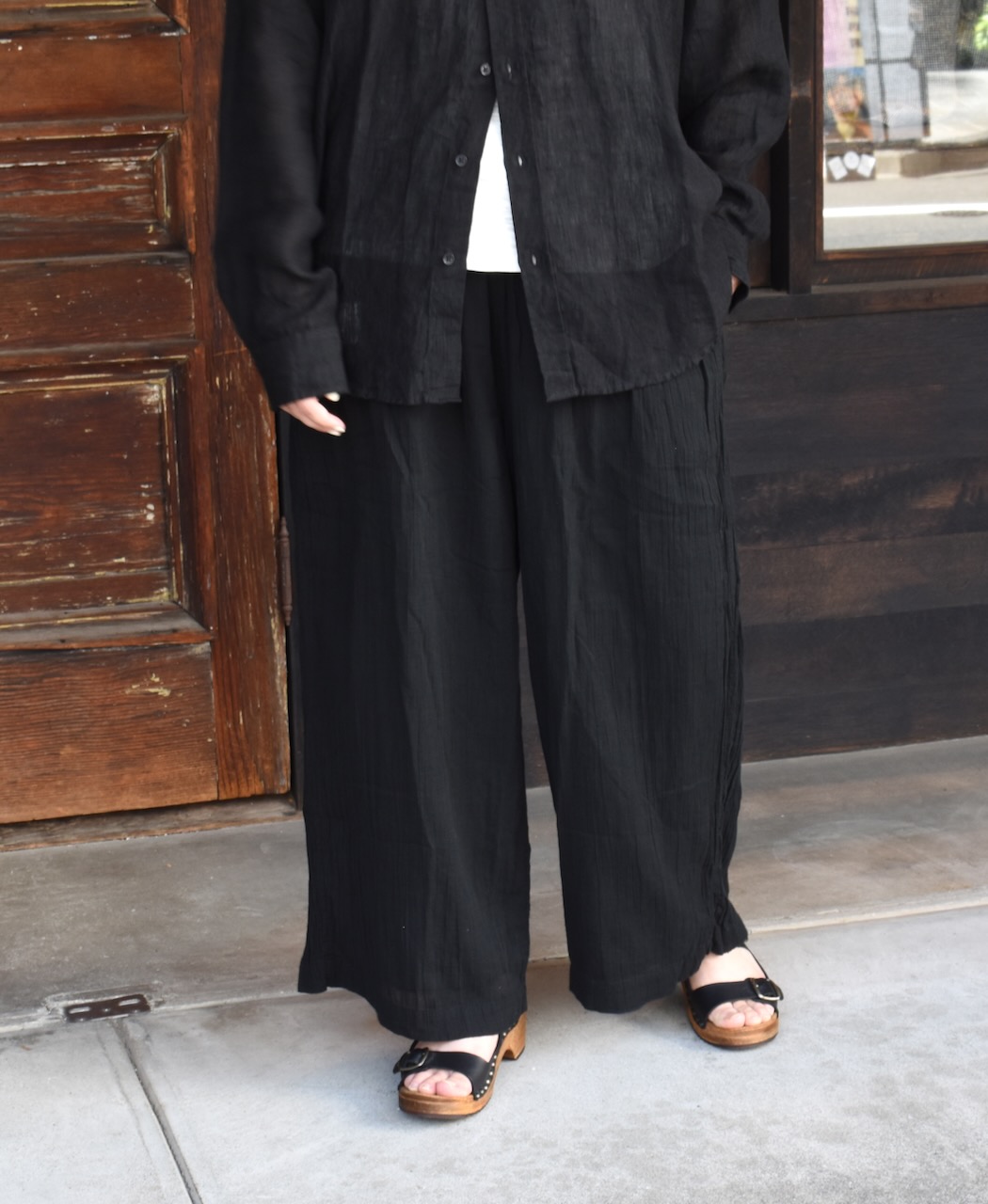 INAM2251GD (パンツ) SINGLE GAUZE OVERDYED GATHERED EASY PANTS