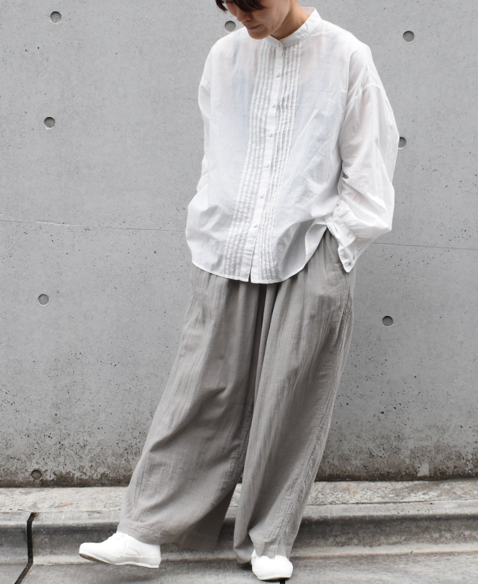 INAM2251GD (パンツ) SINGLE GAUZE OVERDYED GATHERED EASY PANTS