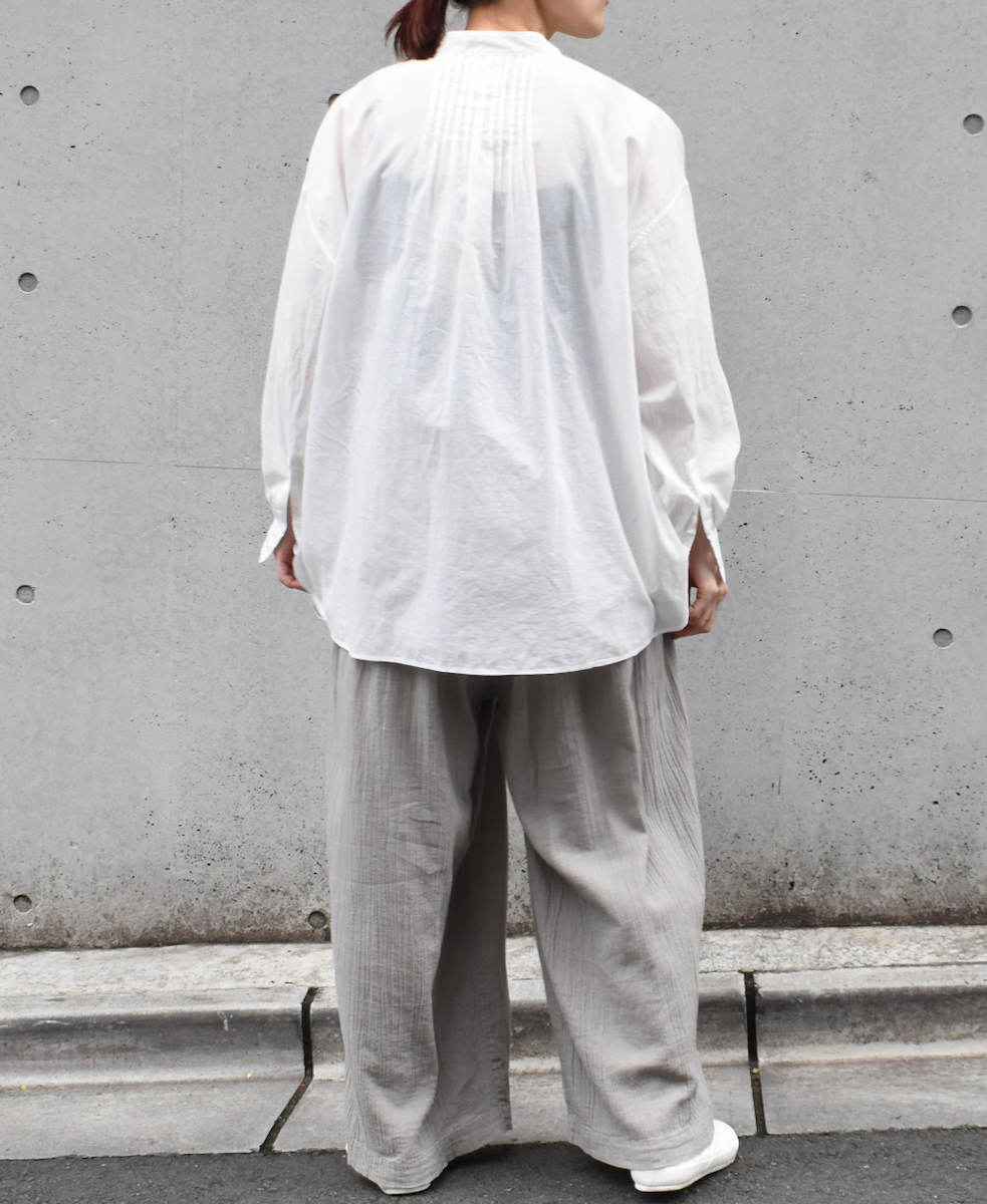 INAM2251GD (パンツ) SINGLE GAUZE OVERDYED GATHERED EASY PANTS