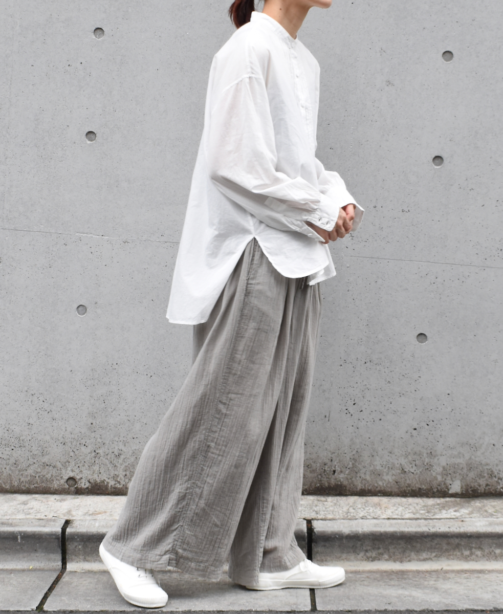 INAM2251GD (パンツ) SINGLE GAUZE OVERDYED GATHERED EASY PANTS