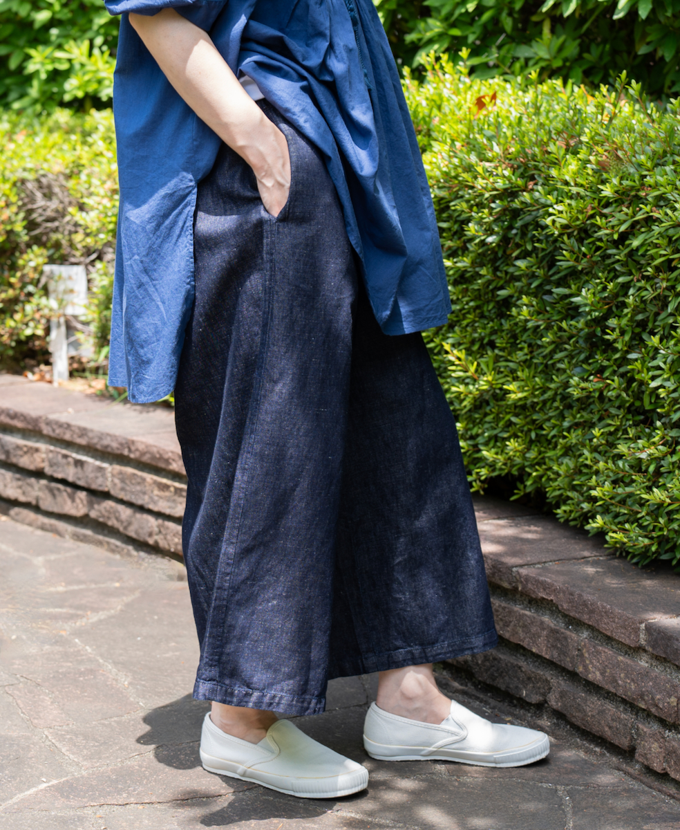 GNMDS2062CL (パンツ) 5.1oz WASHED COTTON / LINEN DENIM WIDE EASY PANTS