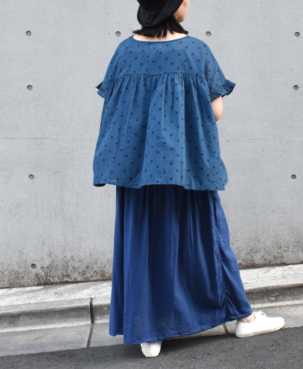 INAM2402GDD (スカート) SINGLE GAUZE (DOUBLE FABRIC) OVERDYE EASY GATHERD SKIRT