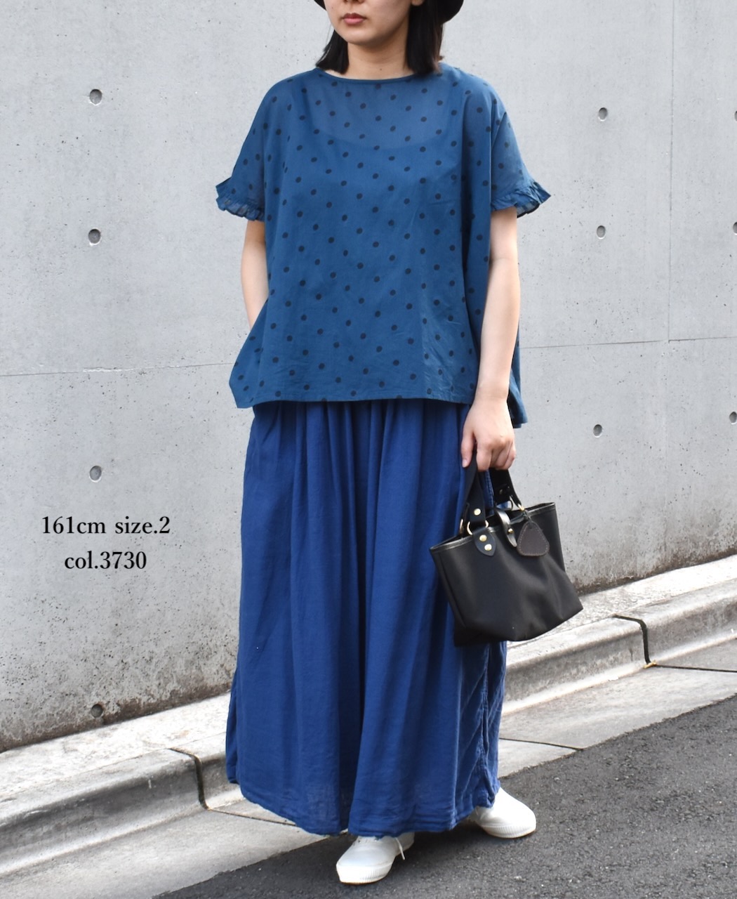 INAM2402GDD (スカート) SINGLE GAUZE (DOUBLE FABRIC) OVERDYE EASY GATHERD SKIRT