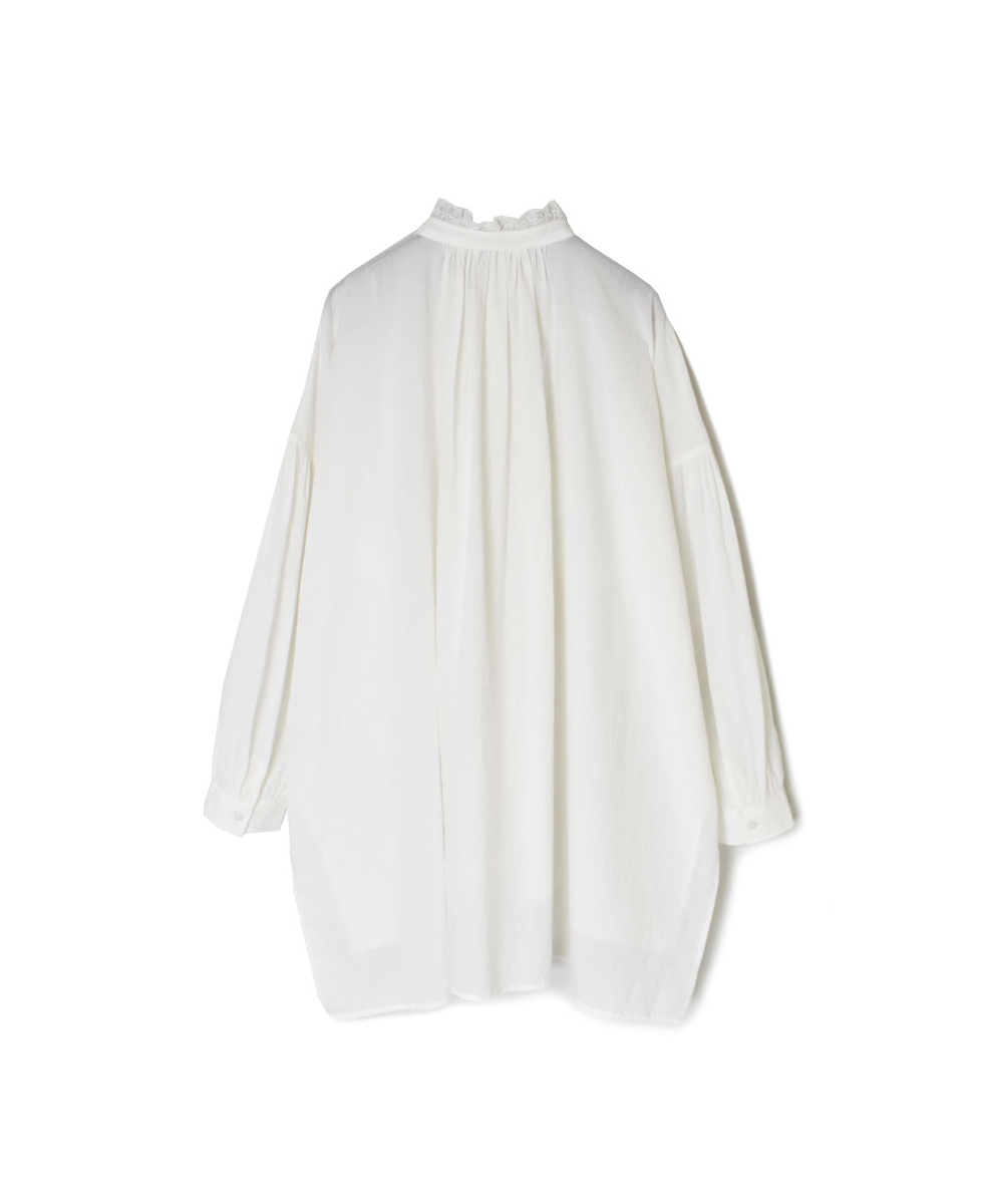 NSL24562(シャツ) 60s CAMBRIC PLAIN WITH LACE COLLAR GATHERD TUNIC SHIRT
